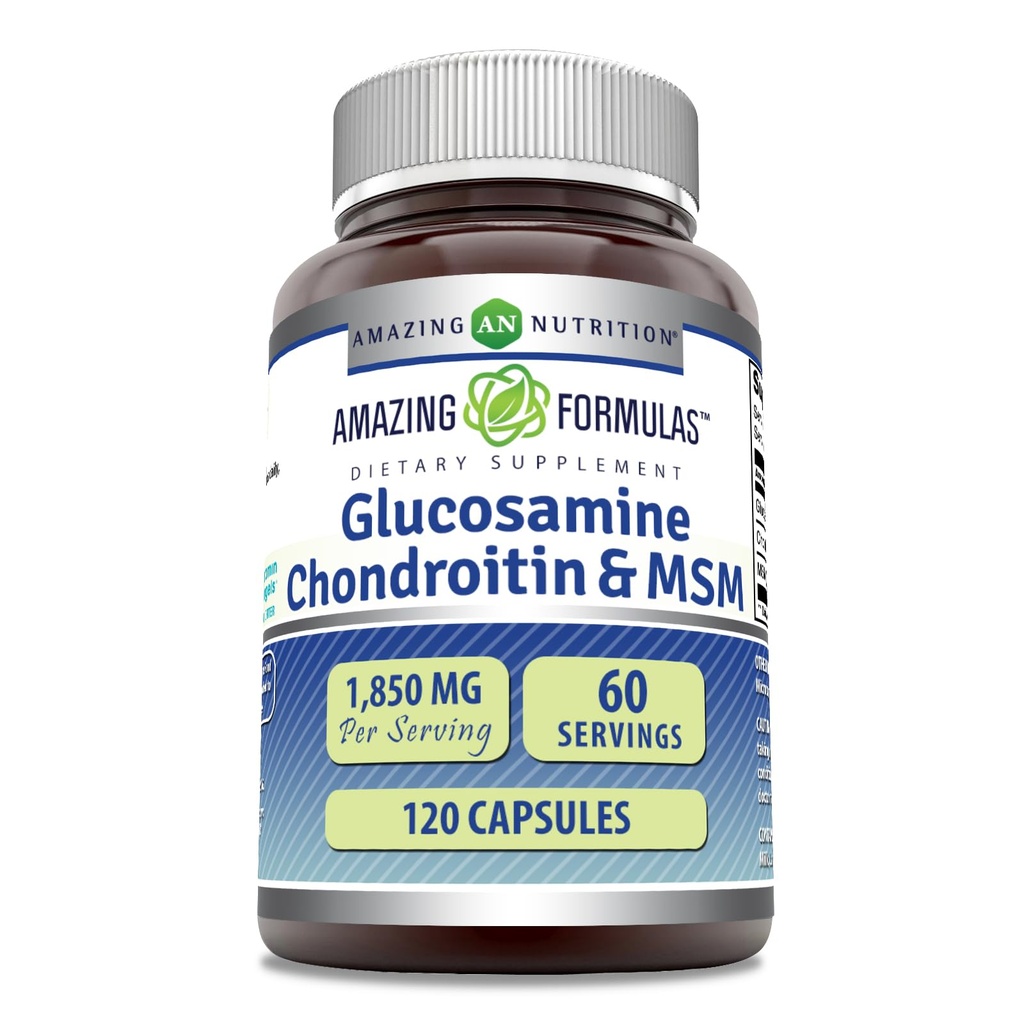 Luar biasa Formulas Glucosamin Chondroitin MSM 1850 mg Per Serving Capsules Supplement (120 Count)
