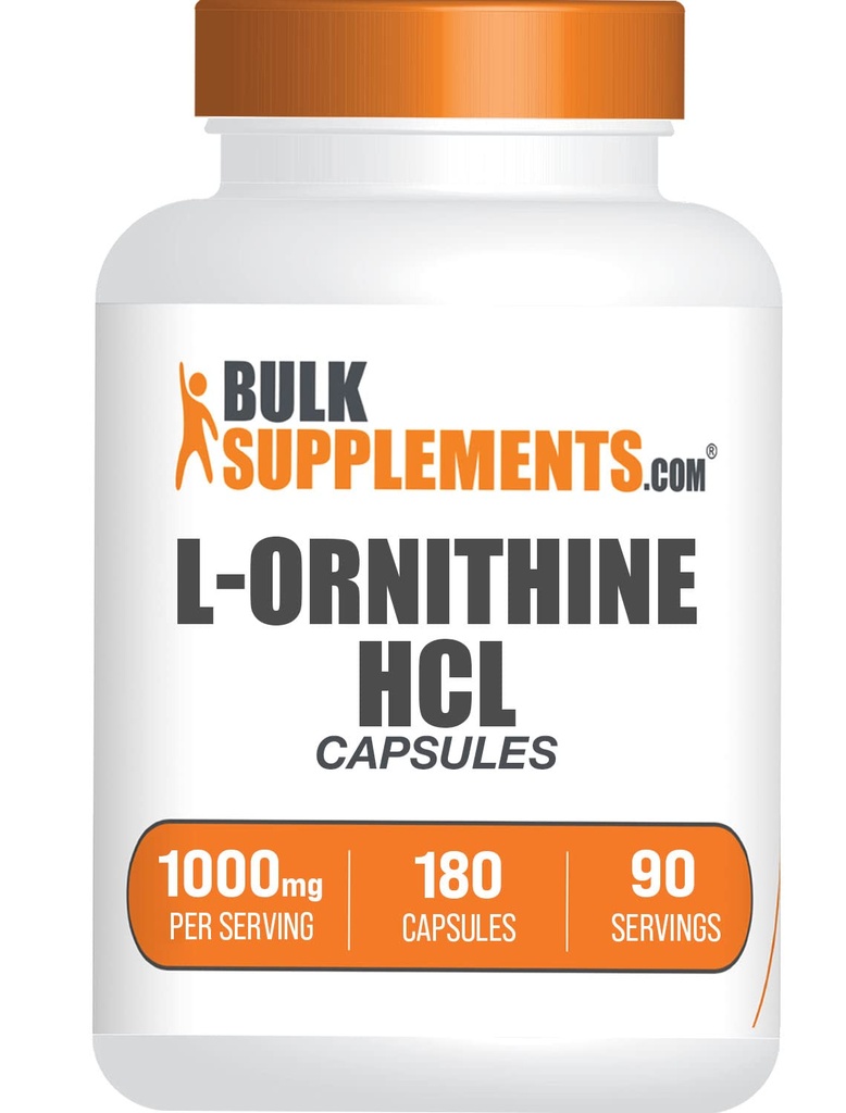 BulkSuplements.com L-Ornithy HCI Capsules - L- Ornithy Hydrochloride, L- Ornithy 1000mg - Amino Accids Supplement, Gluten Free, 2 Capsules per Serving, 180 Count (Paket 1)