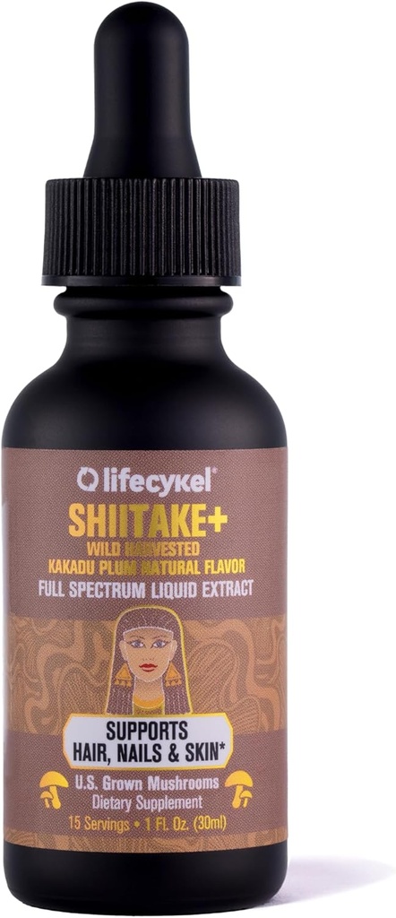 Lifecykel - Shiitake Mushroom Extract dengan Kakadu Plum - Advanic Organic Mushroom Suplemen untuk Rambut, Nail dan Skin - Mampu Vitamin C Ammune Boost untuk Dewasa - 1 Fl Oz