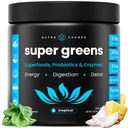 NutraChamps Super Greens Powder Premium Superfood 124; 20 + Organic Green Vedgie Whole Foods 124; Wheat Grass, Spirulina, Chlorella Antioxidant, Digeoxidant Enzyme & Probiotic Blends (9.1 OOLC, Tropical)