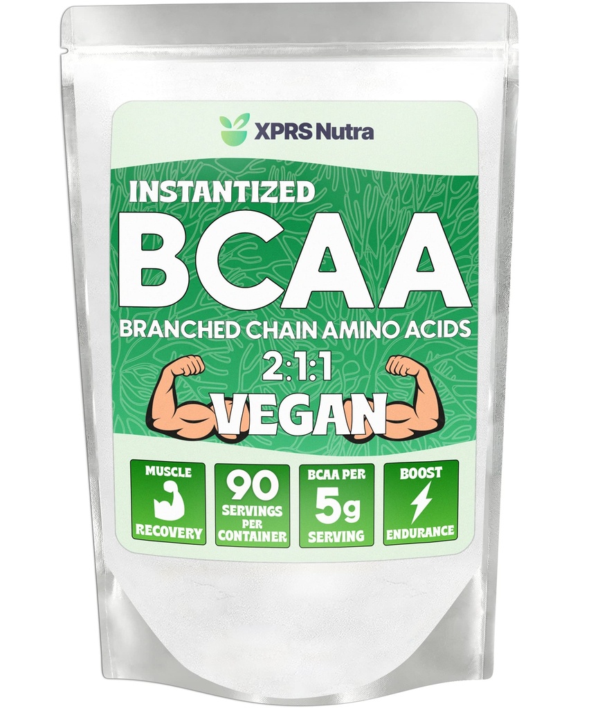 XPRS Nutra BCAA Powder - Amino Acids Suplement for Men - Suplemen BCAA Workout - Suplemen Gym Acids untuk Perempuan untuk Pemulihan Gym Post Workout (1 Pound)