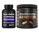 NuttraChamps Liver Detox & Mushroom Powder - Cognition, Detox & Immunity Bundle