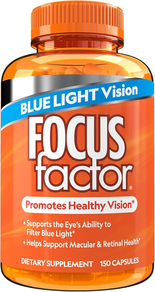Faktor Fokus Formula Cahaya Biru (150 Count) - Eye Vitamin dengan Dukungan Filtrasi Cahaya Biru - Lutein dan Impaxanthin Suplemen dengan Vitamin C, Vitamin E, Lutemax 2020 ® - Kesehatan Mata Proxanthin