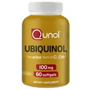 Qunul Ubiquinol CoQ10 100mg Softgels, Ubiquinol - Formasi Aktif Koenzim Q10, Antioksidant untuk Kesehatan Hati, Tekanan Darah Sehat Levels, Benefy ke Statin Pengguna, 60 Count