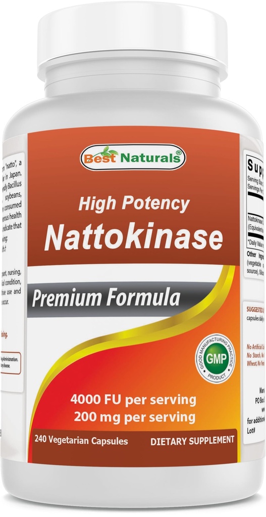 Potency Tinggi Terbaik Nattokinase 4000 FU Per Serving / 200 mg per Serving, 240 Vegetamain Capsules. Bukan GMO, bebas Gluten.
