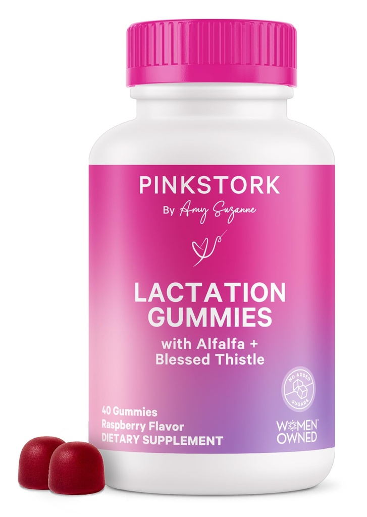 Julukan Lactation Pink Stork - Dukung Sutra Breast dengan Milk Thistle, Alfalfa, Vitamin D, dan B12, Recovery Postpartum, Essentials Breast - Raspberry, 40 Count