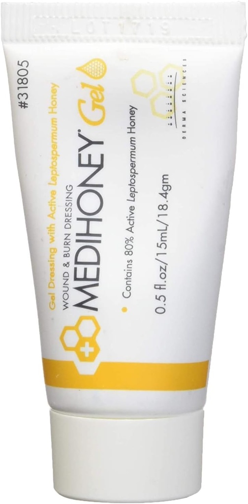 Peningkatan Medihoney Gel Weund dan & Burn Dressing dari Derma Sciences, 0.5 oz,