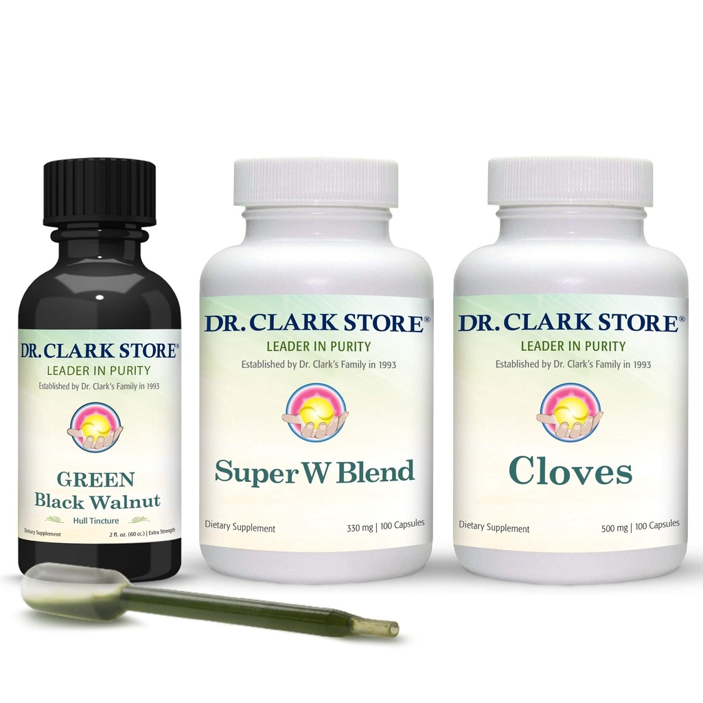Dr Clark Store Intestine Dukungan & Cleanse Kit - dengan Asli Green Tincture dari Black Walnut Hulls, Wormwood, dan Cloves- Membantu Menjaga Fungsi Intestinal Optimum
