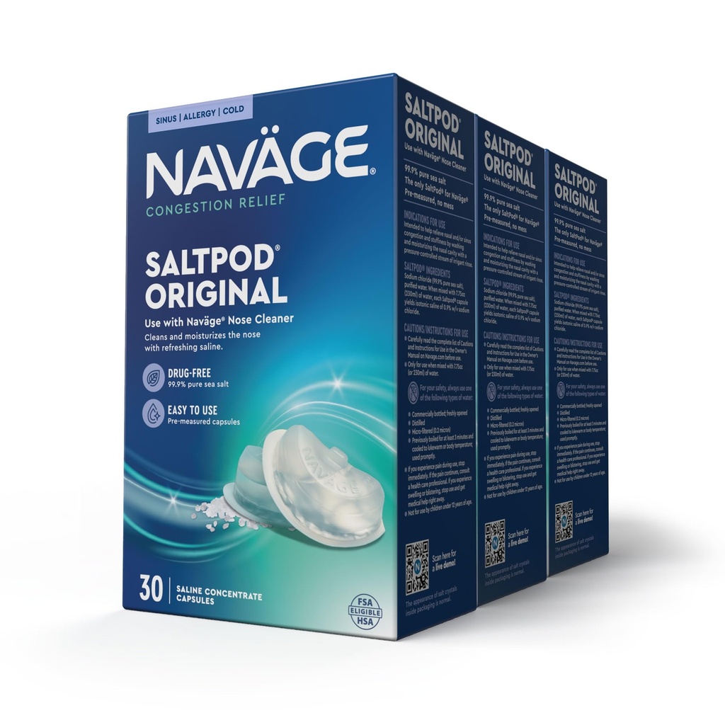 Navage SaltPod Bundle 3 30- Packs (90 SaltPods) - Navage Salt Pod Refill Saja - Dirancang secara eksklusif untuk The Navage Nasal Irrigation System - Sinus Rinse and Saline Pods for Fast and Soothing Relief