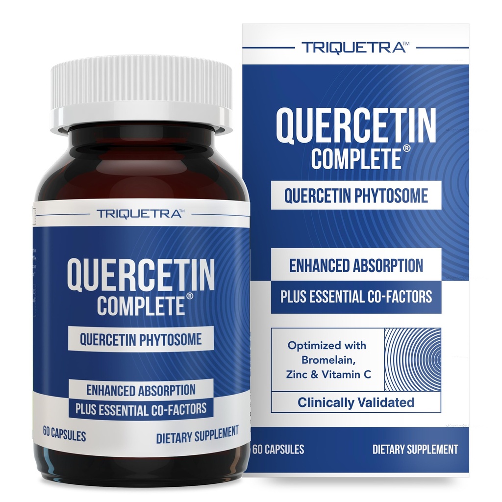 Quercetin Complete ® Quercetin Phytosome with 50X Higher Absorpsi, Clinically Proven & Patented Quercefit - Paling Efektif Form of Quercetin - Enhanced with Bromelain, Zinc & Vitamin C (60 Capsules)
