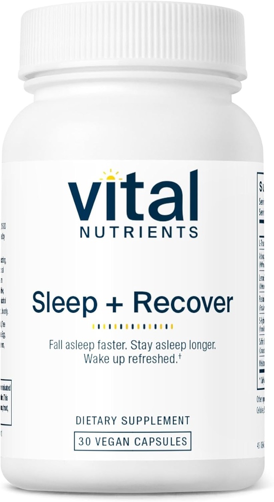 Vital Nutrients Sleep + Recover - Vegan Supplemen - Sleep Support - Melonatin, Ashwagandha & L- Theanine - Gluten, Dairy & Soy Free - 30 Capsules