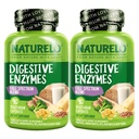 NATURELO Enzymes Digetical - Dukungan Spectrum Penuh dengan Blend Broad 15 Enzymes Plus Ginger - 90 Vegan Capsules (Paket 2)