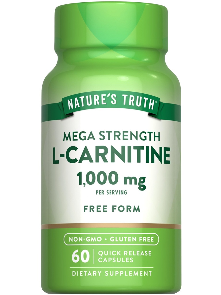 Nature 's Truth L-Carnitine 1000mg 124; 60 Capsules 124; Mega Power 124; Form Bebas 124; Non-GMO & Gluten Free Suplemen
