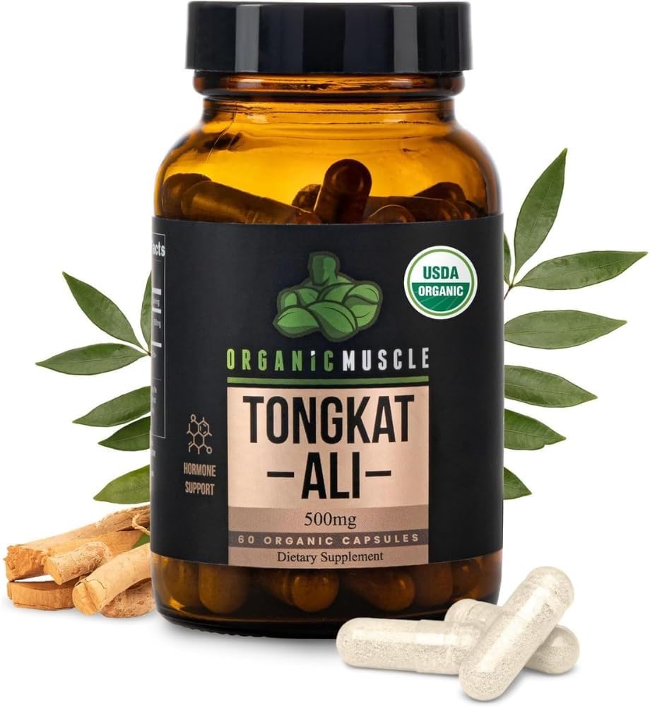 Muscle Organik Tongkat Ali untuk Pria, 500mg - Pure & PowerUSDA Eurycoma Longifolia Root Suplemen 60 Count - Wild Grown Men 's Health Hormones Dukungan untuk Performance Pria, Drive & Energizer