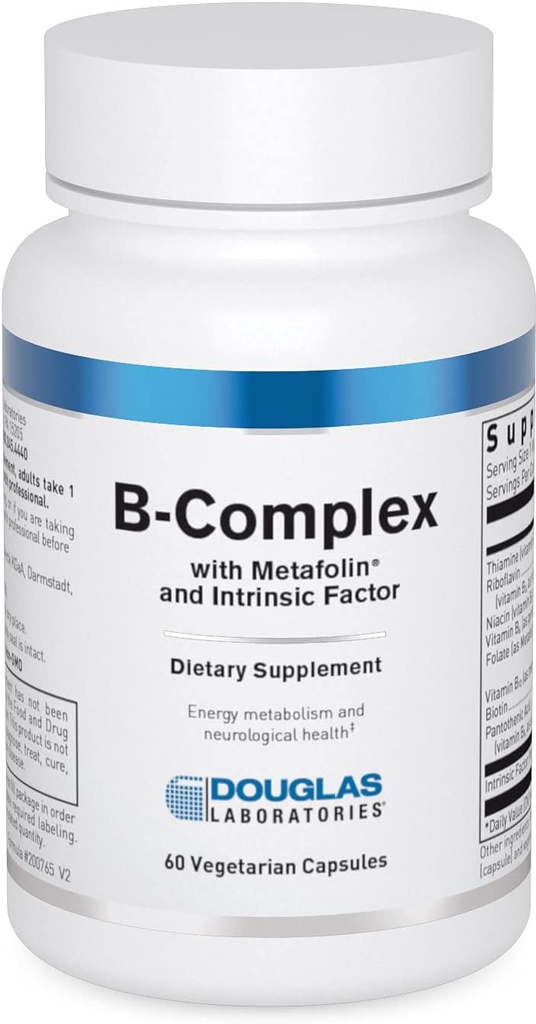 Douglas Laboratorium B- Kompleks w / Metafolin 124; Komprehensive B Suplemen untuk Mendukung Sel Darah, Hormon, dan Sistem Gugup * 124; 60 Capsules