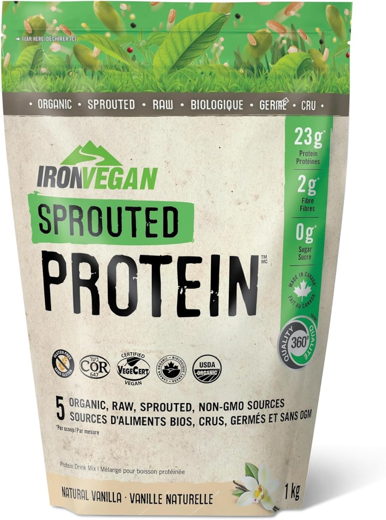 Organik Vanilla Sprouted bubuk Protein, 1000 GR