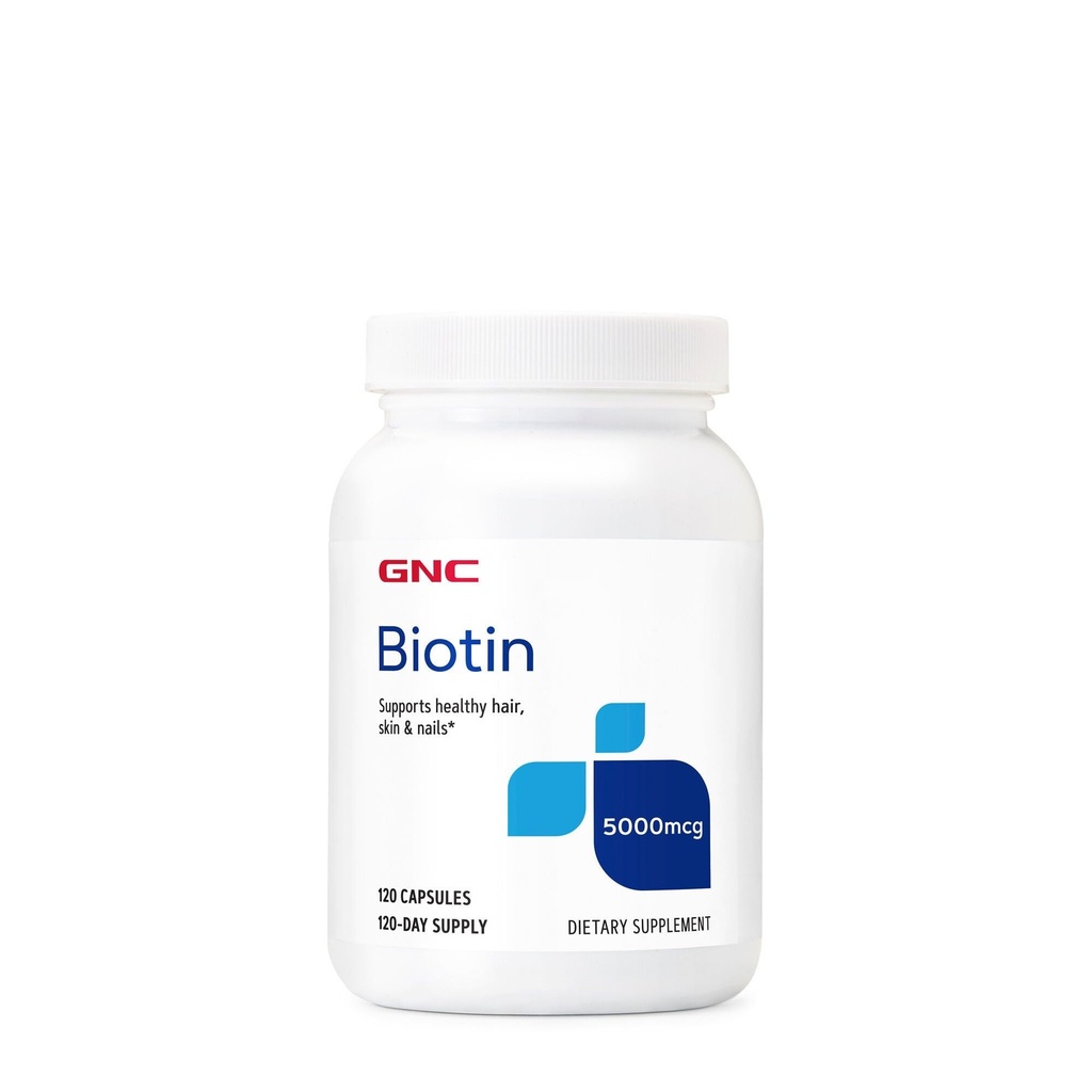 GNC Biotin 5000mcg Tambahan, Mendukung Rambut Sehat, Skin dan Nails, 120 Pelayan