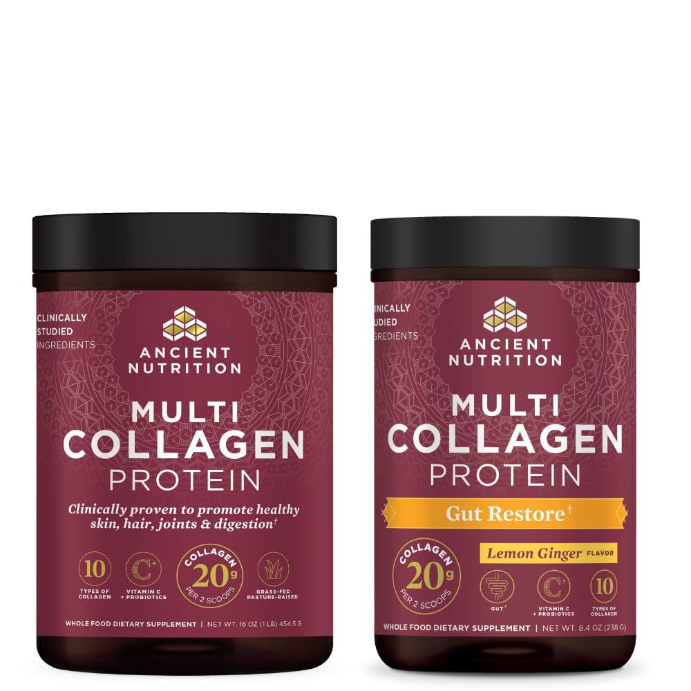 Nutrition kuno Multi Collagen Protein Powder, Unflashing, 45 Servis + Multi Collagen Protein Powder, Gut Restore, 20 Servis