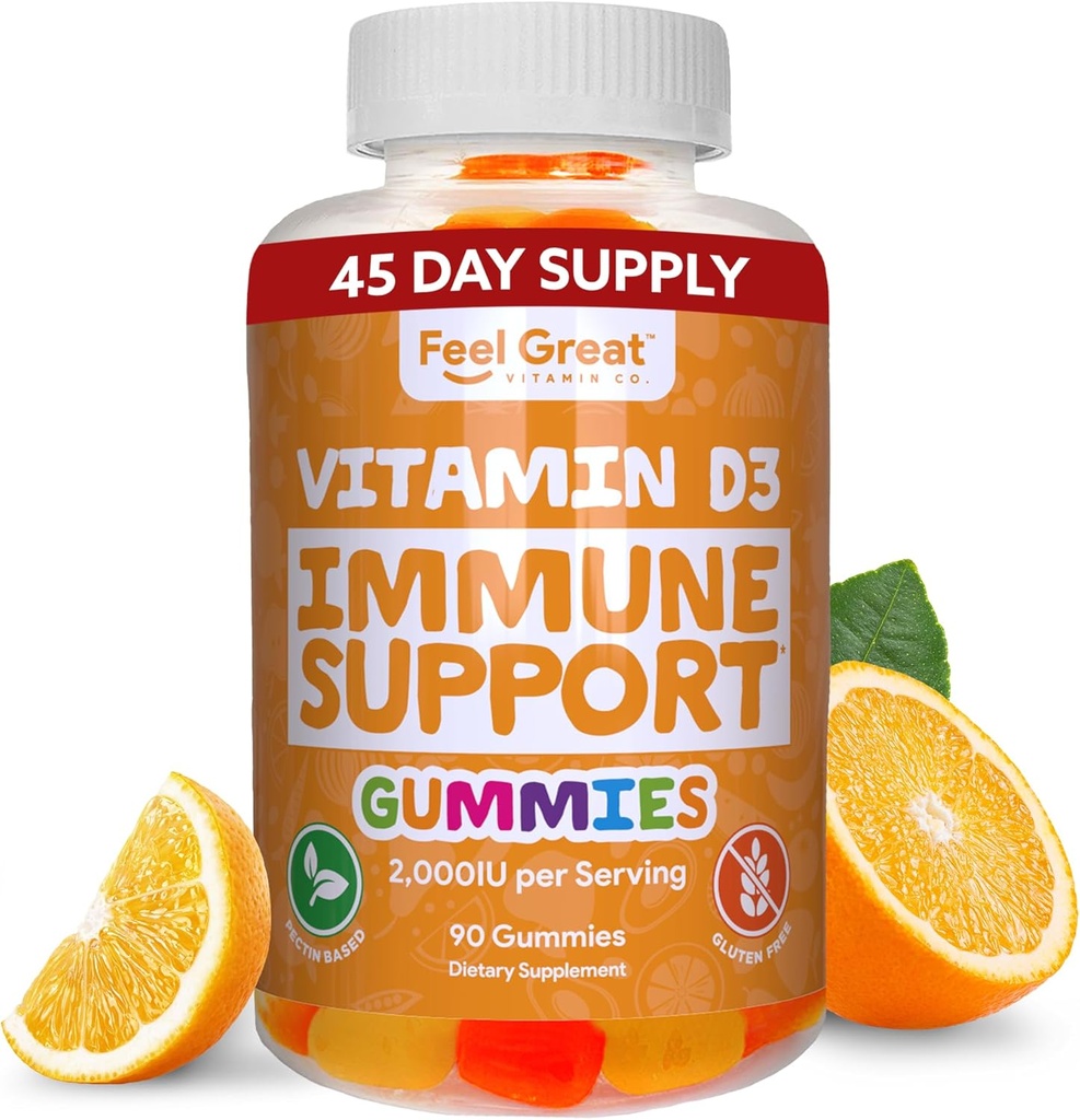 Rasakan Agung Vitamin D Gummies untuk Orang Dewasa 124; Tropical Flavored Vegetarian Chewable Vitamin D 2000 iu 124; Imune Supplemen Suppplai Dukungan 124; Gluten Gratis 124; 45 Hari Supply