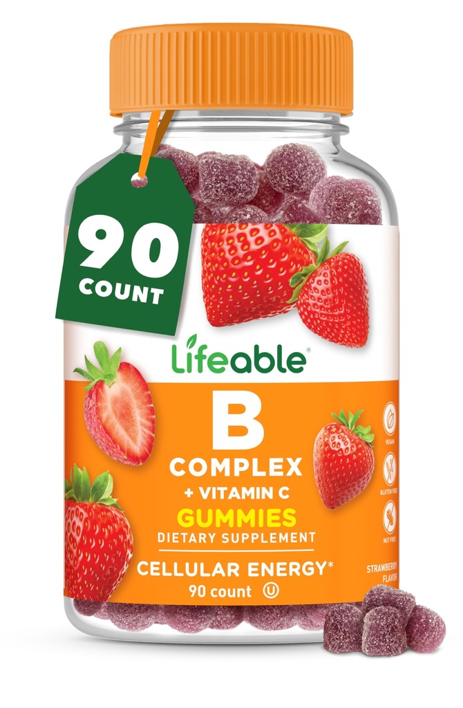 Lifeable Vitamin B Complex Gummies for Adusts 124; with Vitamin C 124; Great Tasting Vitamin B Gummies; for Energy and Nerve System 124; Vegan B Complex for Women, Men 12490 Gummies