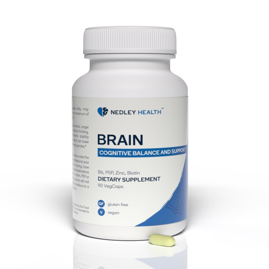 Otak - Balanced Neurotransmitter Suplemen - Zinc, B6, Biotin untuk Fungsi Kognitif - 90 Veggie Capsules (Otak)