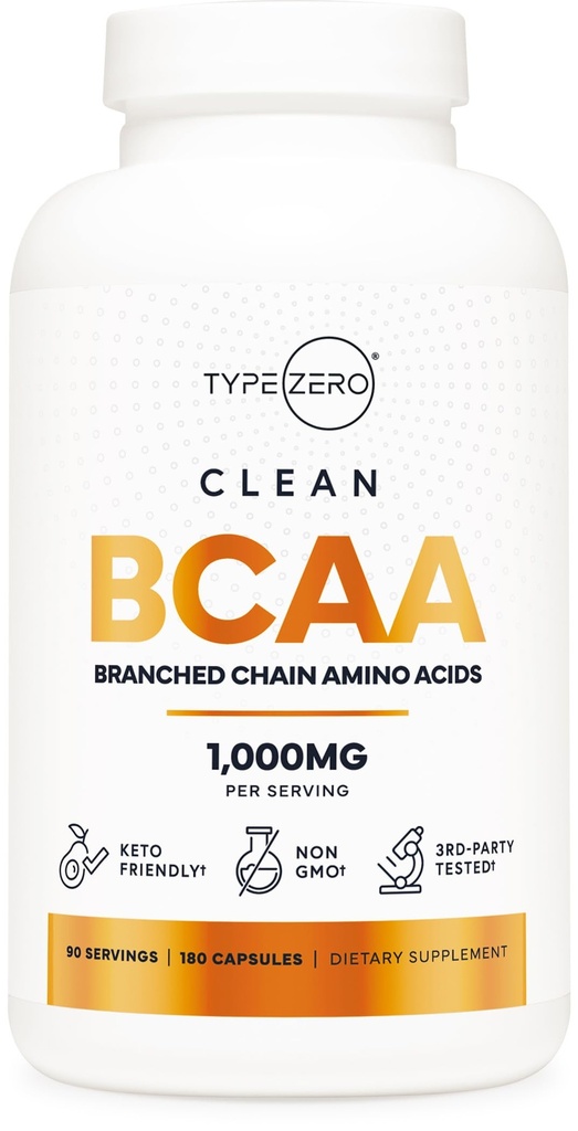 Tipe Nol BCAA 1000mg Branched Chain Acids Amino (180 Capsules, 90 Servings) dengan 500mg L- Leucine, 10000mg dari L-Isoleucine dan L-Valine