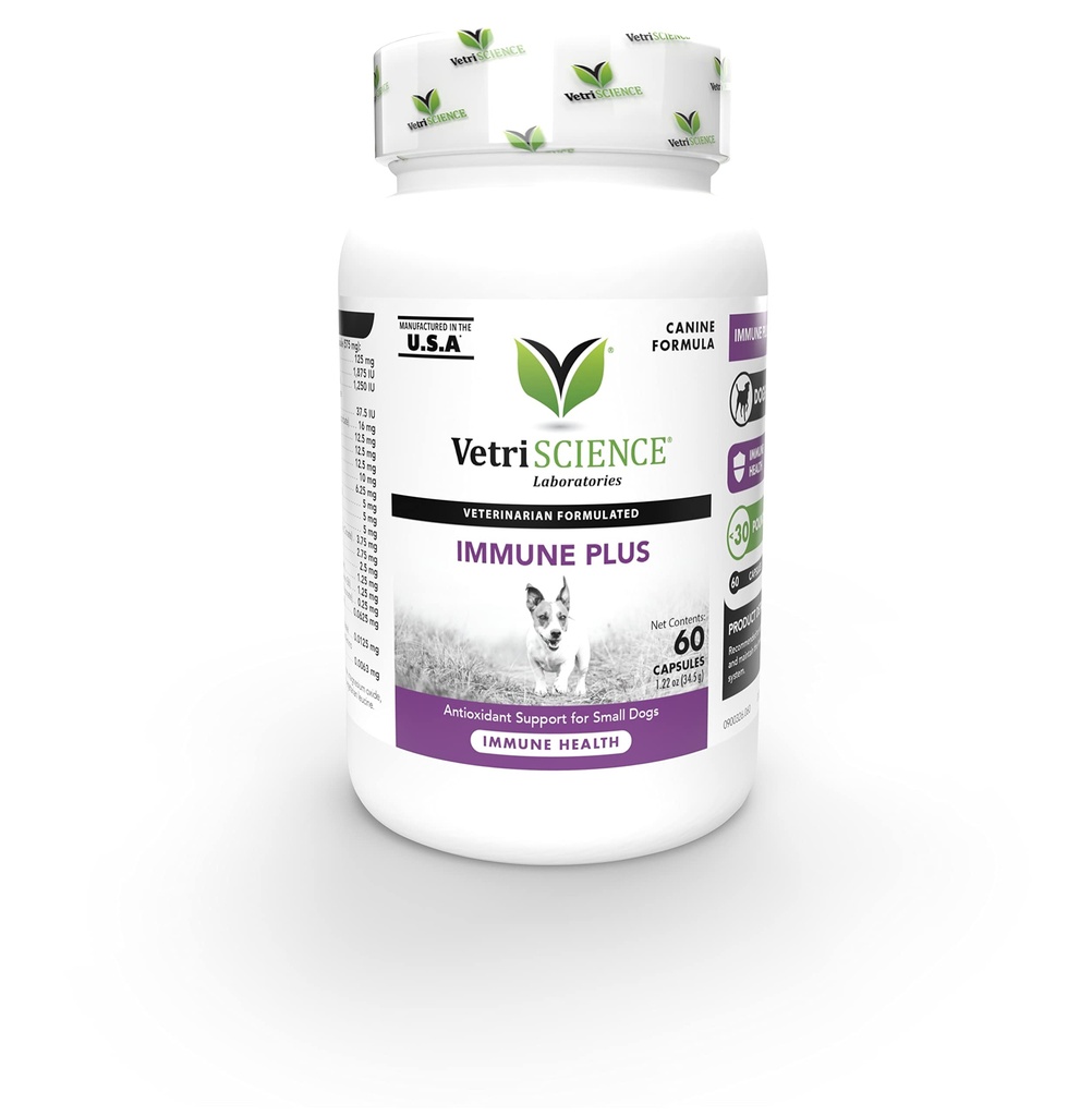 VetriScience Immunity Health Easter- Open Kapsules, Imune Plus Suplemen untuk Small Breed Dogs, Sel Advane Ammune and Allergy Dukungan dengan Antioksidants, Formula Hirulgenik, 120 Count