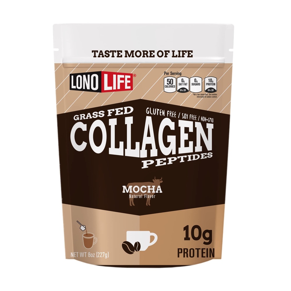 LonoLife - Mocha Collagen Peptides dengan 10g Protein, Paleo dan Keto Friendly, 8- Ounce Bulk Container - Packaging May Vary