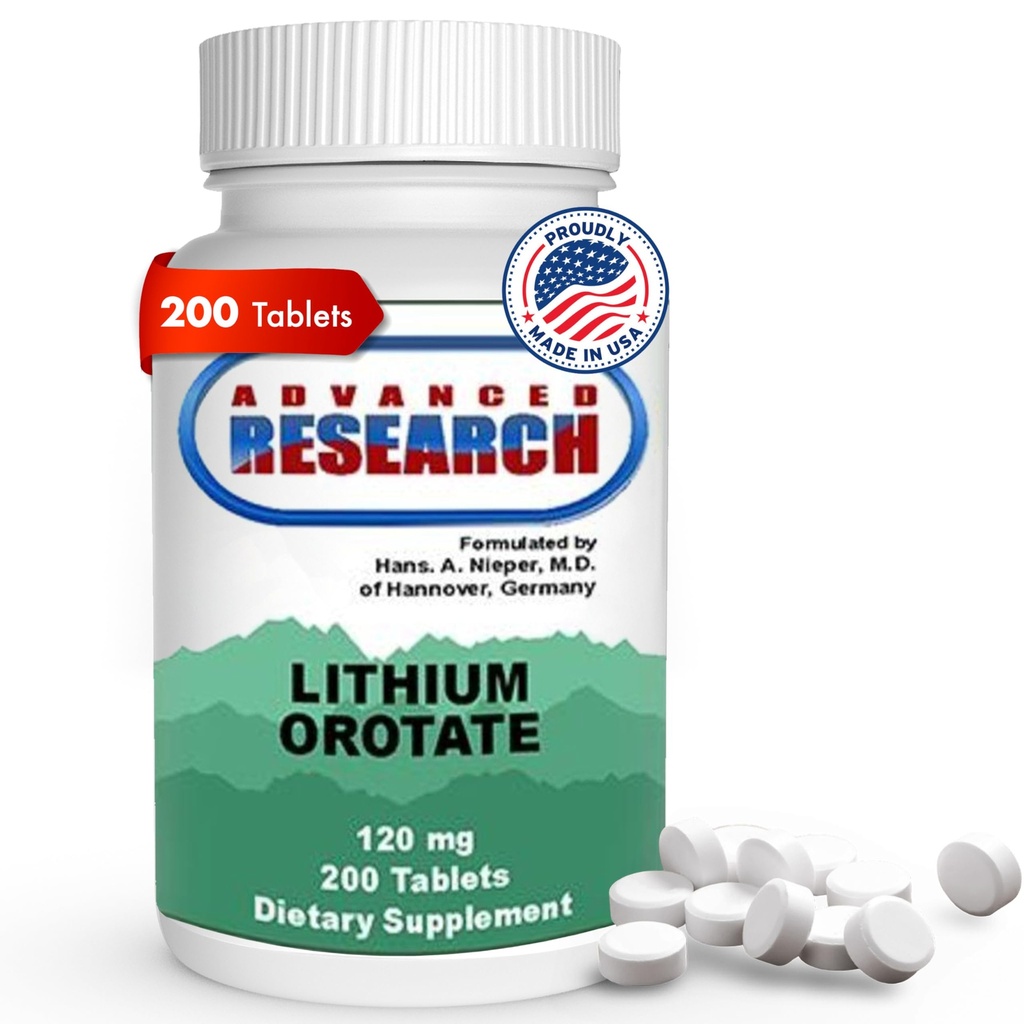 Dr. Hans Nieper Lithium Orotasi 5mg, 200 Count, Lab Test, Non-GMO, Gluten Free, Vegan Friendly, Supports Brain Health