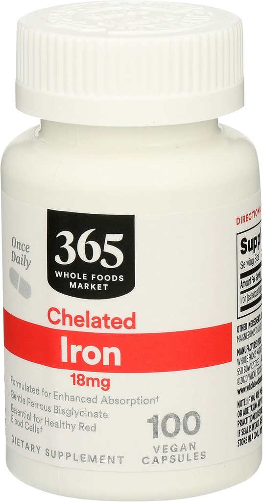 365 oleh Whole Foods Market, Iron Chelated 18Mg, 100 Veg Capsules (Paket 2)