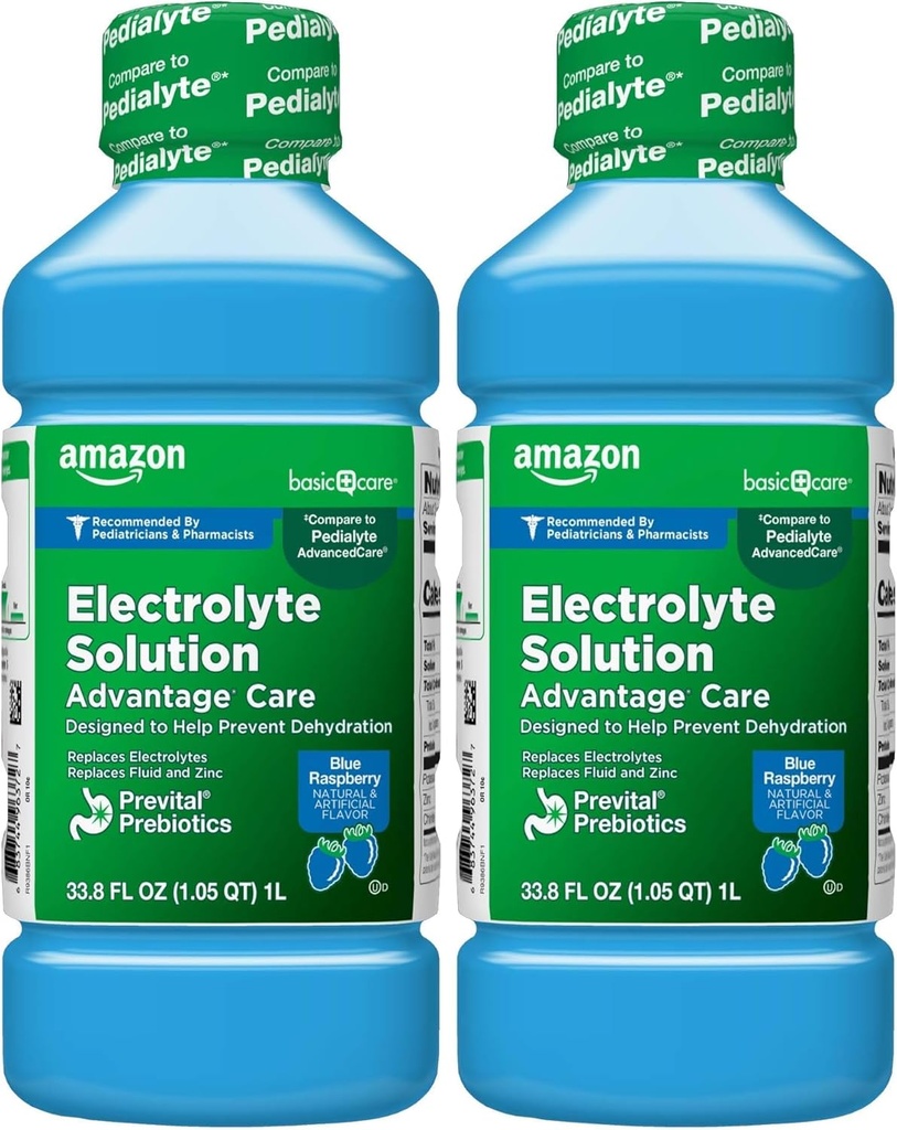 Care Electrolite Solution Advices dengan Pregities PreVital, Blue Raspberry, Dirancang untuk Bantuan Dehydration Prevention, Mengganti Electrolite, Fluid dan Zinc, 33.8 fl oz (Paket 2)