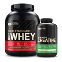 Optimum Nutrection 100% Gold Standard Whey Protein Powder: Coklat Kaya Ganda (5 Pound) dengan bubuk Creatine Monohydrate Micronized, Unflafeated (120 Serbu) - Bundle Pack