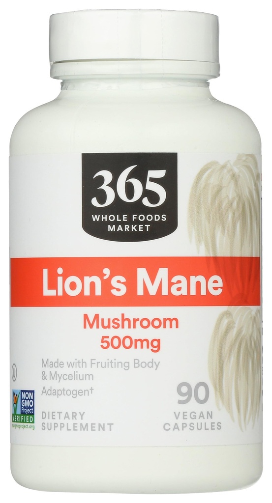 365 oleh Whole Foods Market, Mushroom Mane Lion 500mcg, Vegan, 90 Count