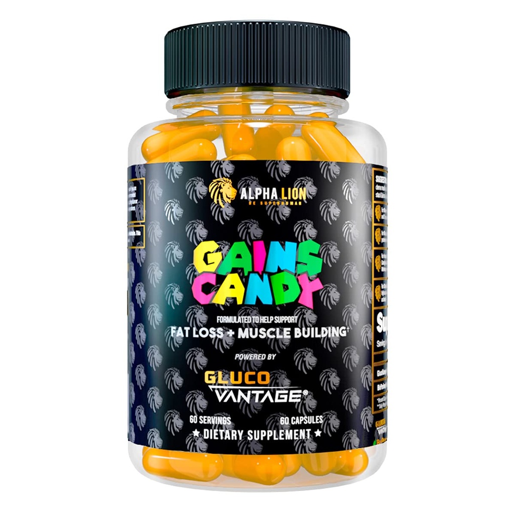 ALPHA LION Gains Candy, Pill Supplemen Yang Mendukung W8th Loses, Muscle Building, Deconse Body Fat, Upgrade Energy & Workout Performance, 60 Capsules (DHB Berbine- GlucoVantage ®)