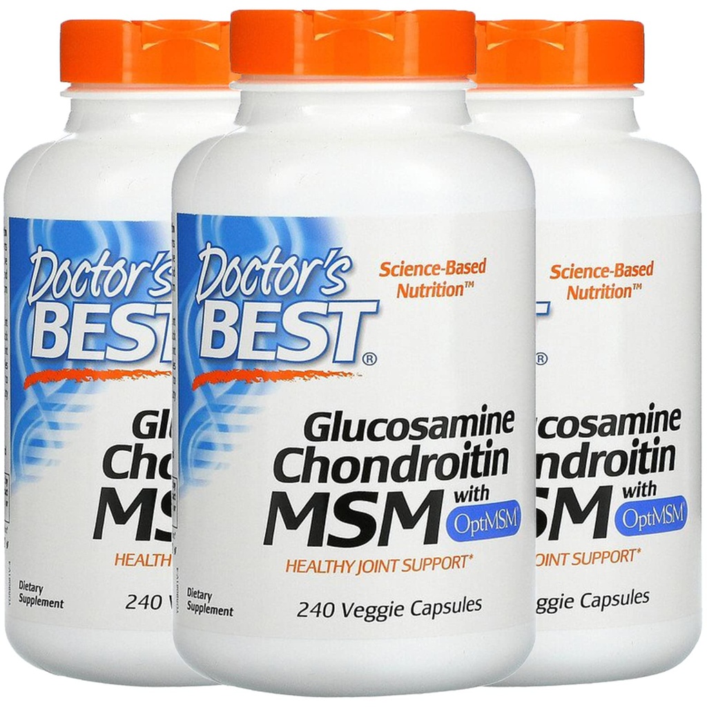 Dokter Terbaik, (3 Pack Glucosamin Chondroitin MSM dengan OptiMSM, 240 Vevgie Caps