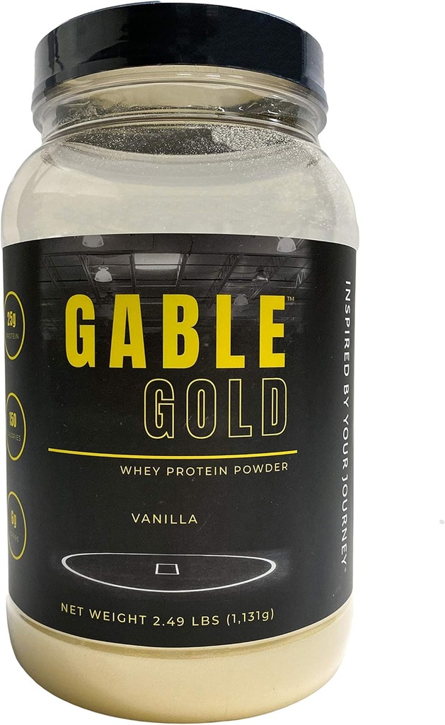 Nutrition Silver Star, Gable Gold Vanilla Whey Protein Powder + MCT Minyak & Inulin, Tanpa Tambahkan Gula, 25g Protein per Serving, 30 Hamba, 2.49 Lbs