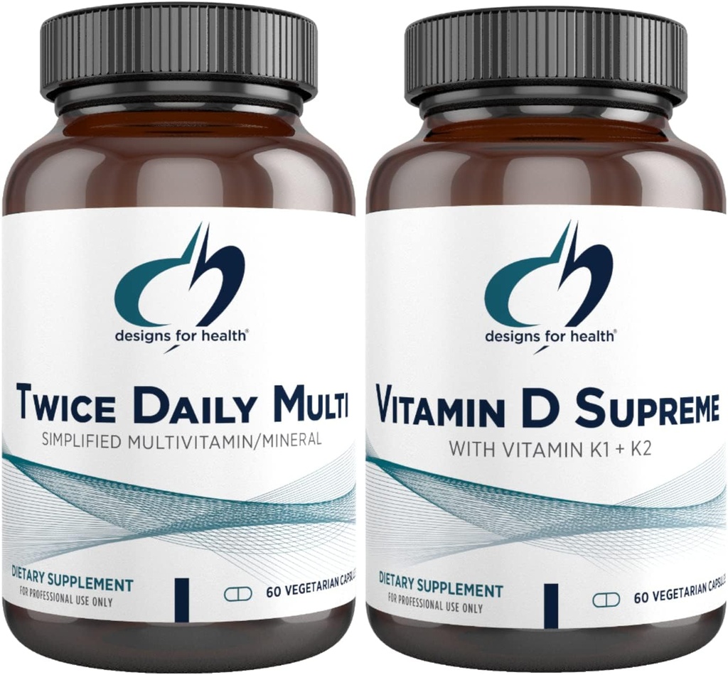 Design untuk Health Multivitamin + Vitamin D / K Suplemen Bundle - Dua kali Daily Multi (60 Kapsul D Supreme (60 Capsules) 5000 IU Vitamin D3