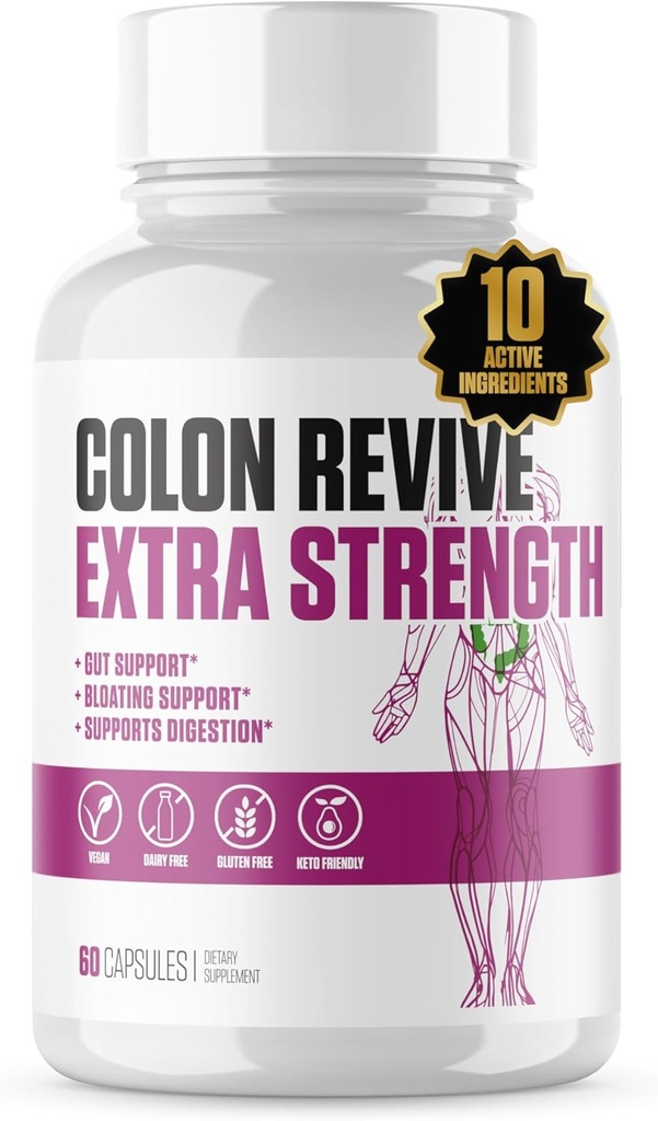 Colon Revive Extra Strength 124; # 1 Rated Colon Cleanse & Detox Supplement Oasi14; Digetical Support, Redute Bloating, Constipation Relief w / Buckthron, Alfalfa, Aloe Vera + More for Men & Women