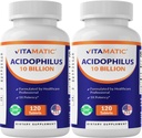 Vitamatic 2 Packs Acidophilus Probiotic - 10 Milyar CFU - 120 Tablet - 5X Potency - Tambahan Probiosis Harian, Support Kesehatan Digetical (Total 240 Tablet)