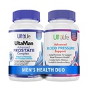 ULTALIFE Men 's Health Duo - 2 Bottles - One Prostate Support Complex with Saw Palmetto & Beta Sitosterol & One HIGH Tekanan darah Suplemen dengan Garlic & Hawthorn Berry Fast-Acting Capsules for Men