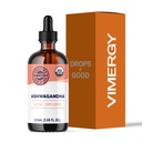 Vimergy USDA Organic Ashwagandha Extract, 57 pelayan - Stress Supplement Drops - Adaptogen - Supports Cognitive Fungsi - Sleep Support - Free, Non- GMO, Vegan & Paleo Friendly (115 ml)