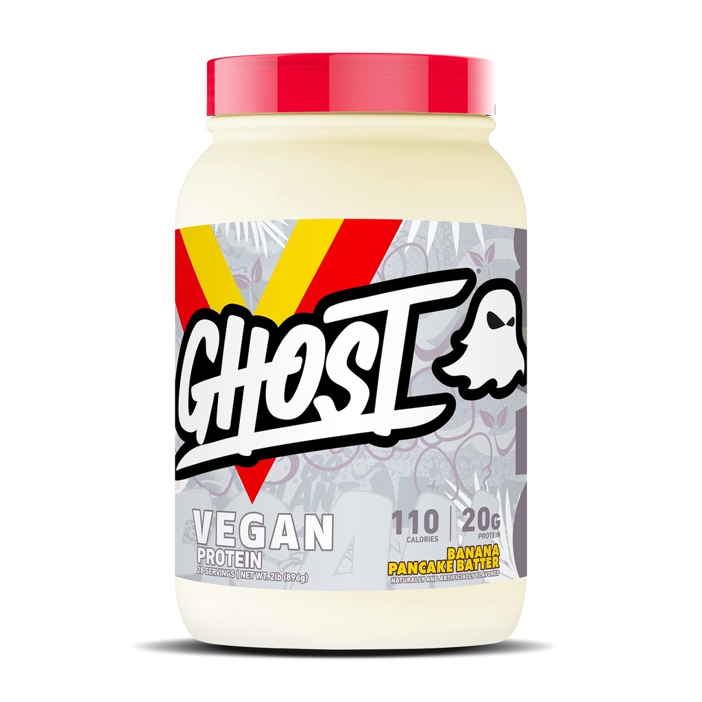 GHOST Vegan Protein Powder, Banana Pancake Batter - 2lb, 20g dari Protein - Plant - Based Pea & Organic Pumpkin Protein - Posting Workout & Nutrition Shakes, Smoothies, & Baking - Soy & Gluten- Free