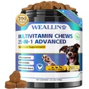 Vitamin Anjing - 25-in- 1 Anjing Vitamin dan Suplemen Multivitamin dengan Omegamin Glukossin - 3 Puppy Multivitamin Chewable for Coat, Heart, HIPS & Joints, Dibuble & Imune System 200 pcs