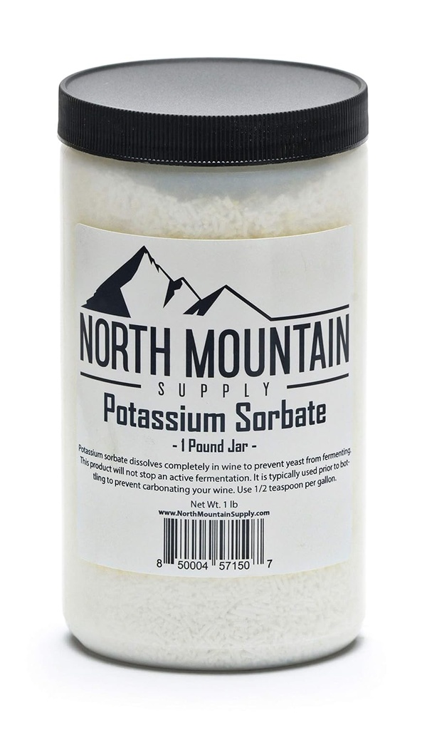 Potassium Potassium Tingkat Utara Stabilizer Sorbate untuk Anggur, Brewing, dan Pengawetan Makanan - 1 Pound Jar