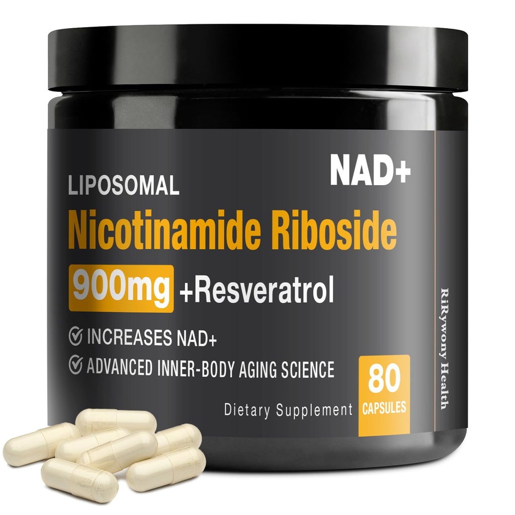 Tambahan NAD - NAD + dengan Nicotinamide Riboside (NR) dan Resveratrol Quercetin 900mg Pure Organik NAD Plus untuk Cellular Reparts Heally Aging Brain Fungsi, 80 Capsules