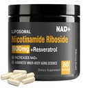 Tambahan NAD - NAD + dengan Nicotinamide Riboside (NR) dan Resveratrol Quercetin 900mg Pure Organik NAD Plus untuk Cellular Reparts Heally Aging Brain Fungsi, 80 Capsules