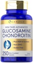 Carlyle Glucosamine Chondroitin MSM 124; 250 Mini Tablet 2.124; Advanced Formula dengan Turmeric 124; Non- GMO, Gluten Free