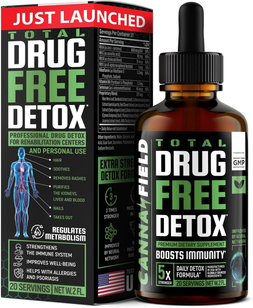 Body Cleanse Liquid Detox Drops, Liver, Gut Cleanse Detox & Repair with Milk Thistle, Premium Detox Suplemen, 5- Days Detox