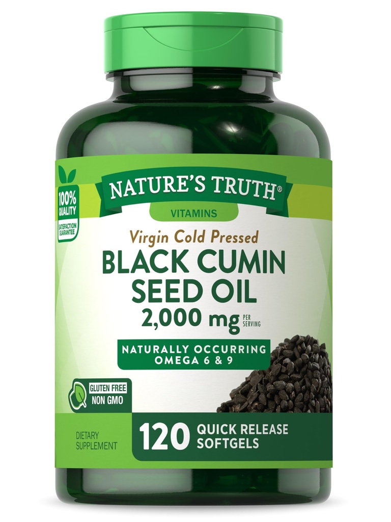 Nature 's Truth Black Seed Oil pills 124; 2.000mg 124; 120 Softgels 124; Virgin Pressed Cumin 124; Non-GMO dan Gluten Free Suplemen