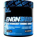 EVL Ultimate Pre Workout Powder - Thermogenic Fat Burns Dupder Drink for Lasting Energy Focus and Stamina - ENGN Shred Intense Free Pretraining Minum Mix - Blue Raz
